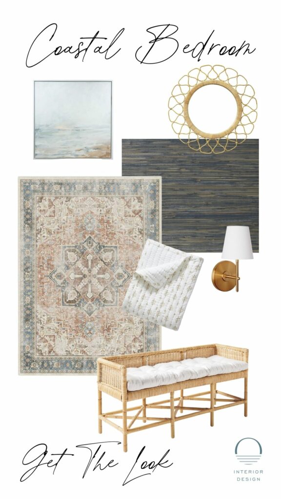 Coastal Bedroom, Bedroom With Seagrass Wallpaper, International Bedroom Design